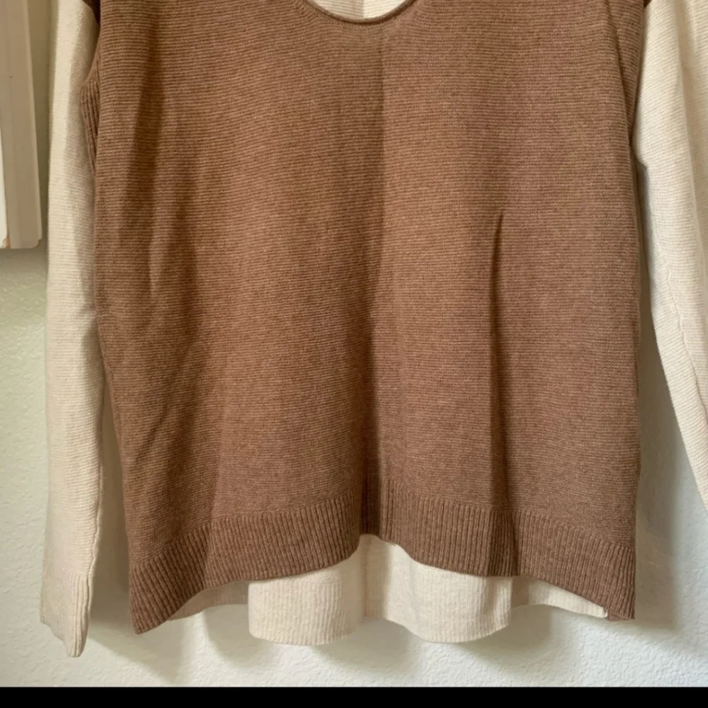 Madewell Kimball Colorblock Sweater Women's Size Small, Cream/Tan, GUC - Picture 7 of 15